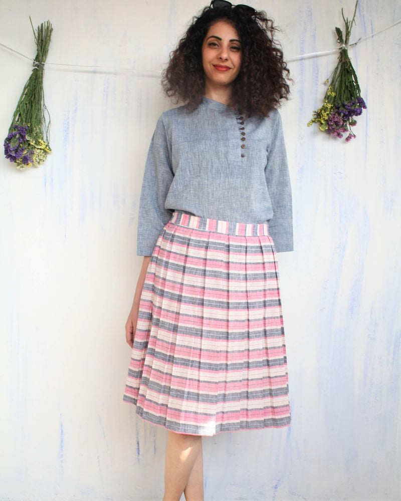 Pink Kala Cotton Pleated Skirt