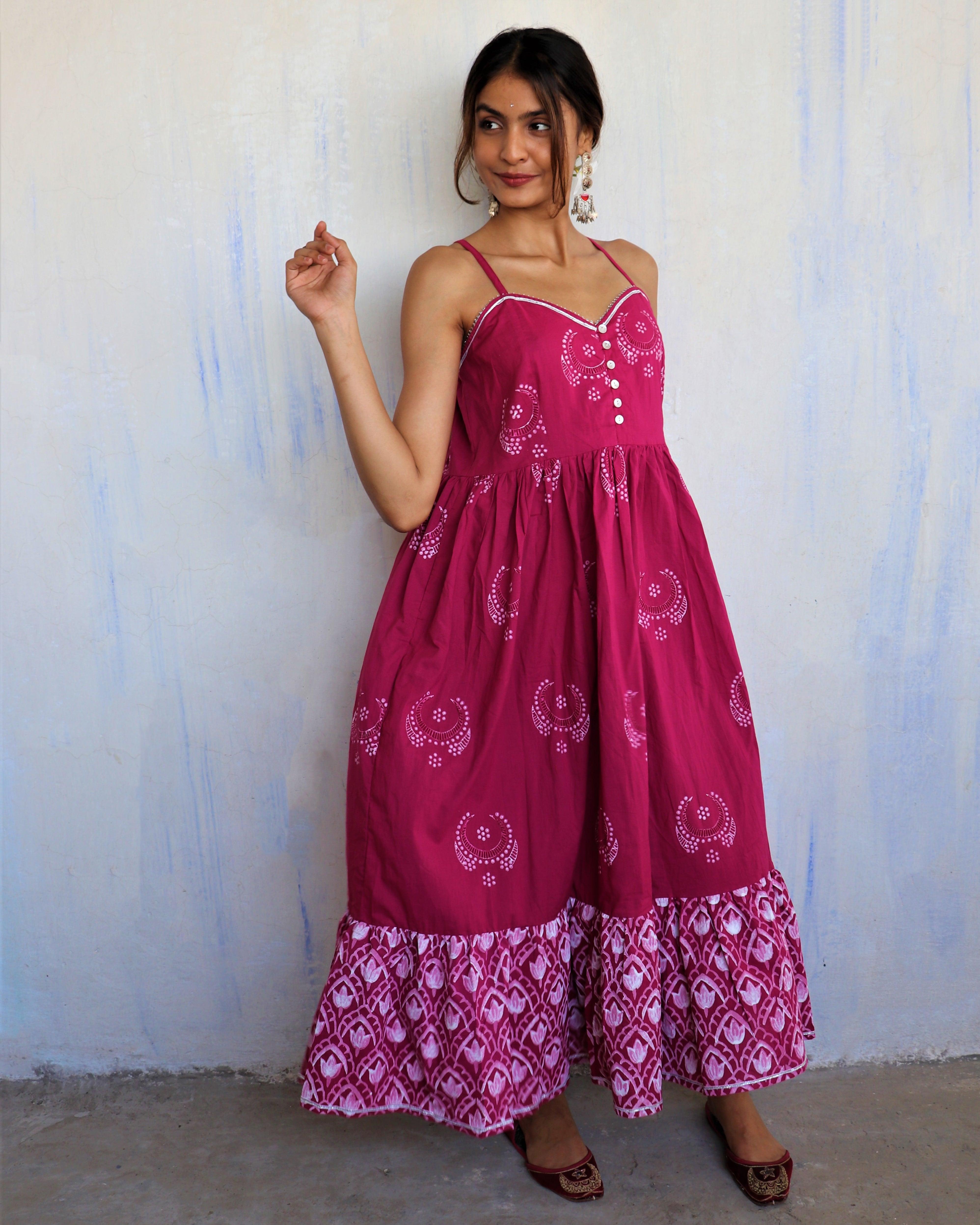 Reyhana Hand Block-Printed Cotton Dress - Juhi