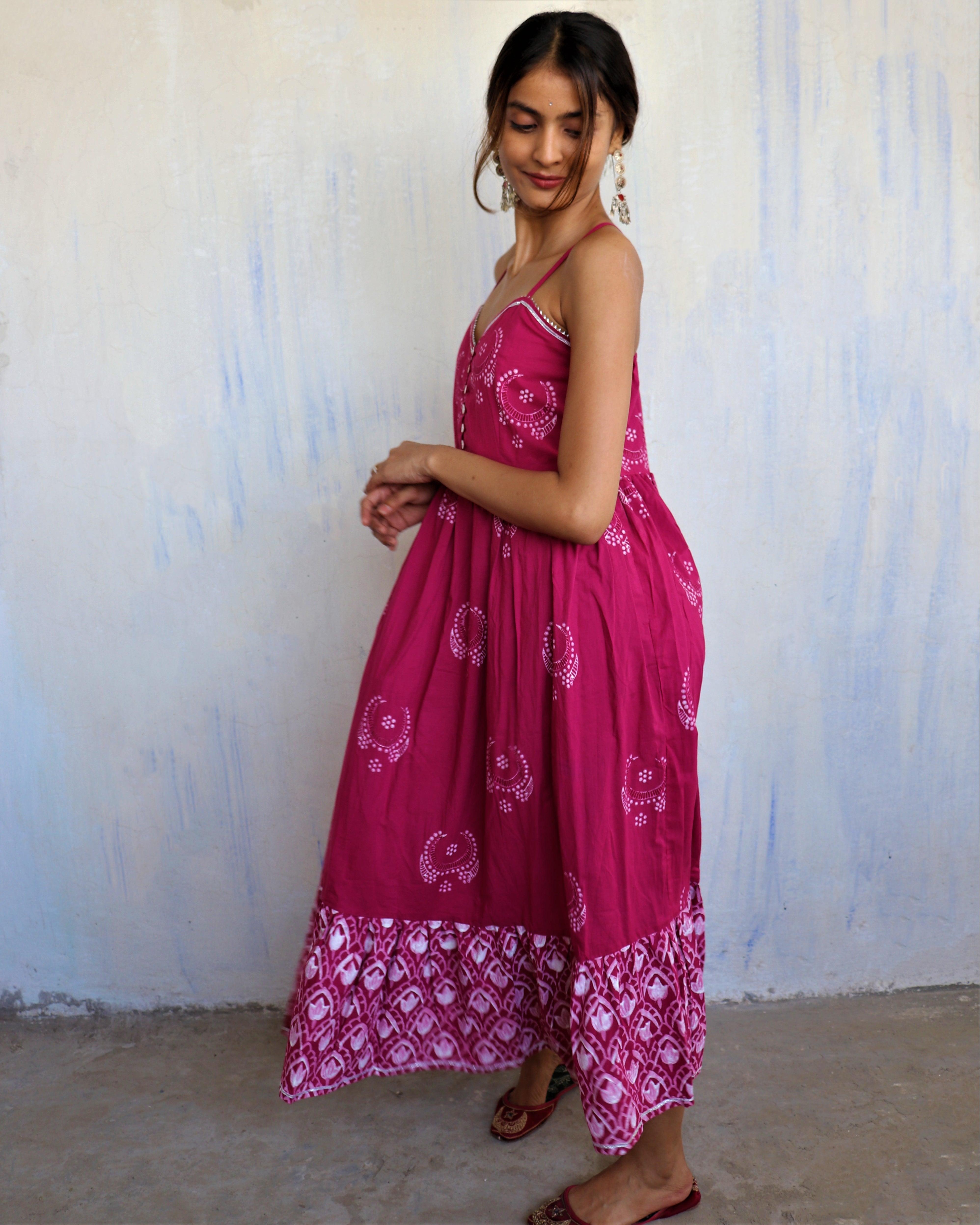 Reyhana Hand Block-Printed Cotton Dress - Juhi