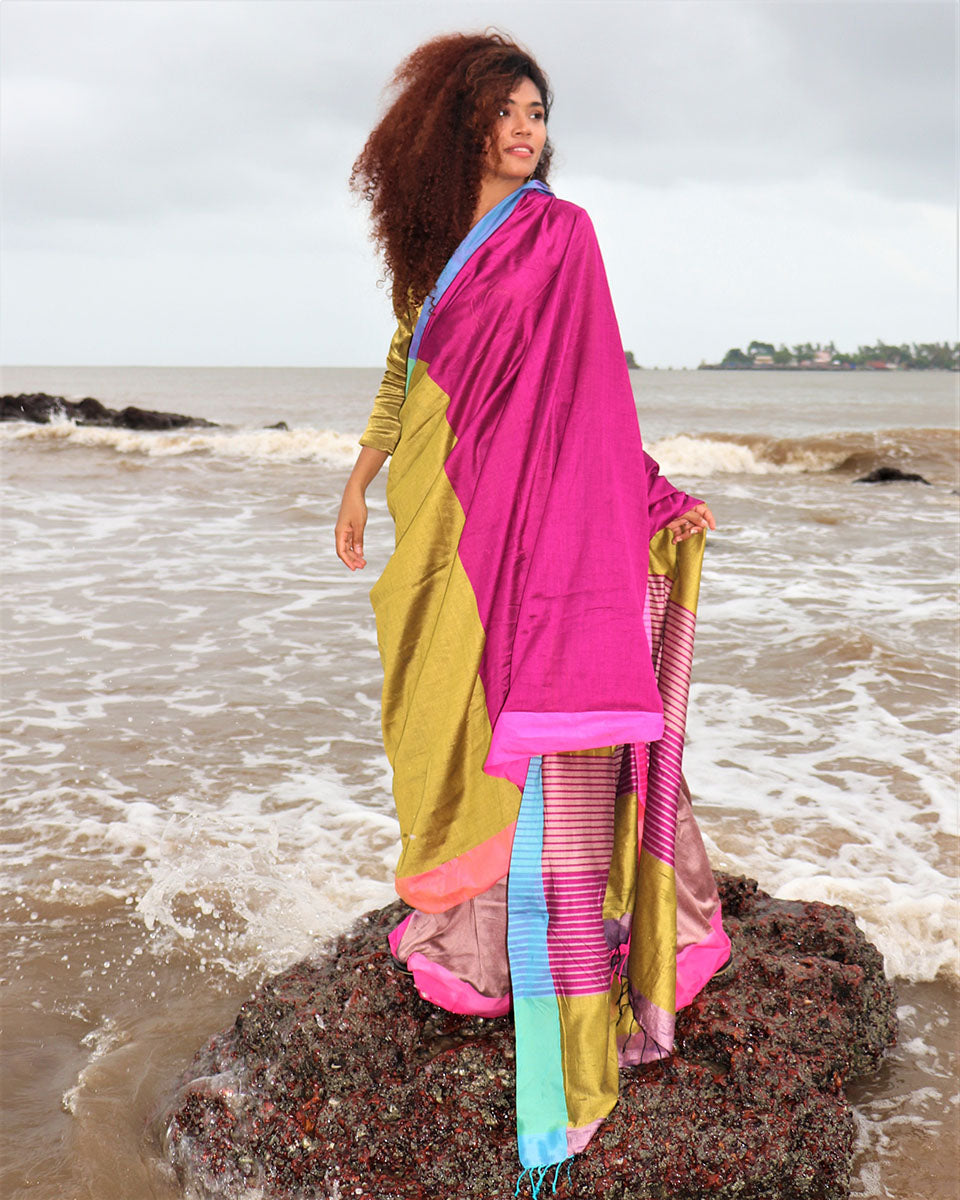 Fasaana Handwoven Cotton Saree- Holi