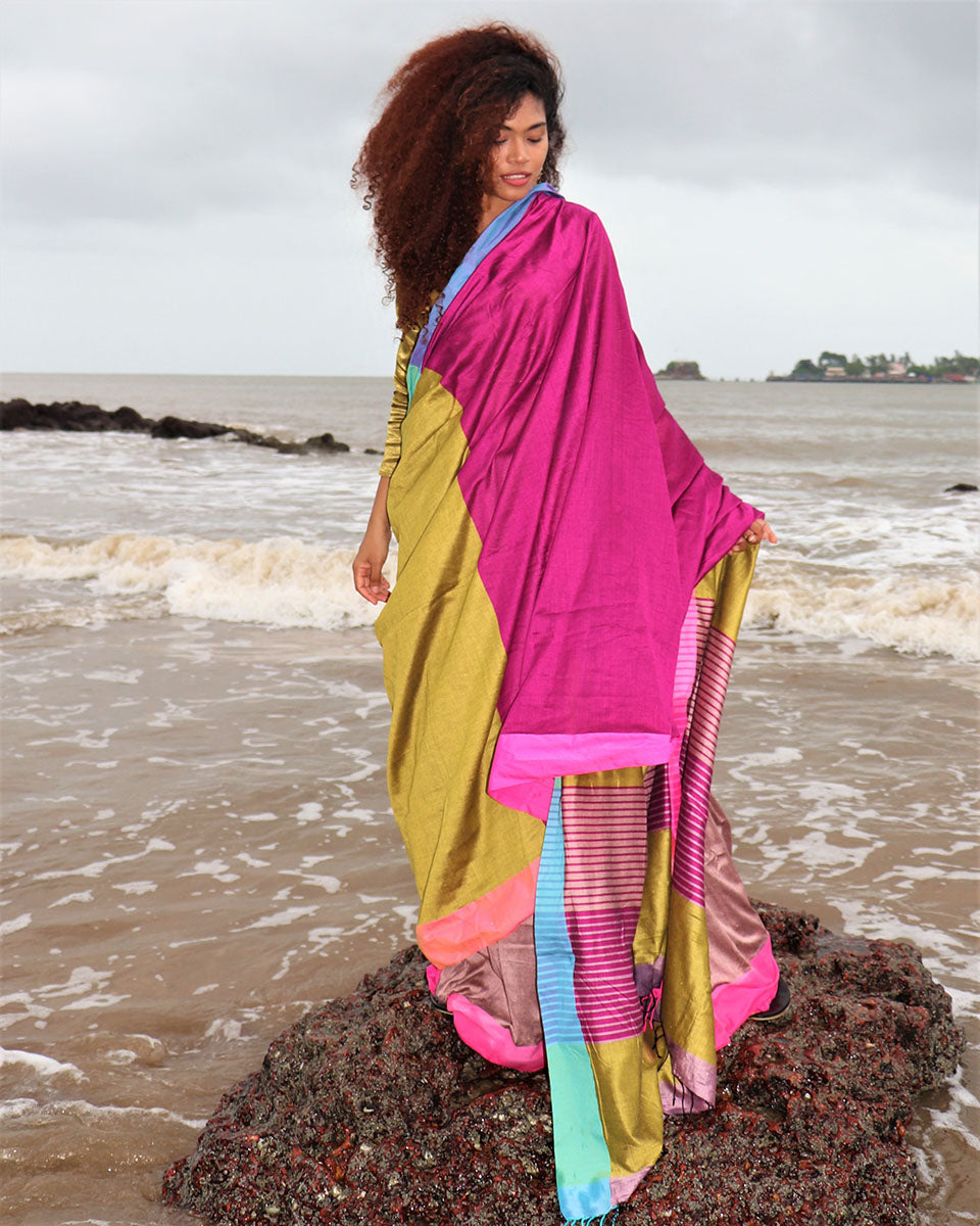 Fasaana Handwoven Cotton Saree- Holi