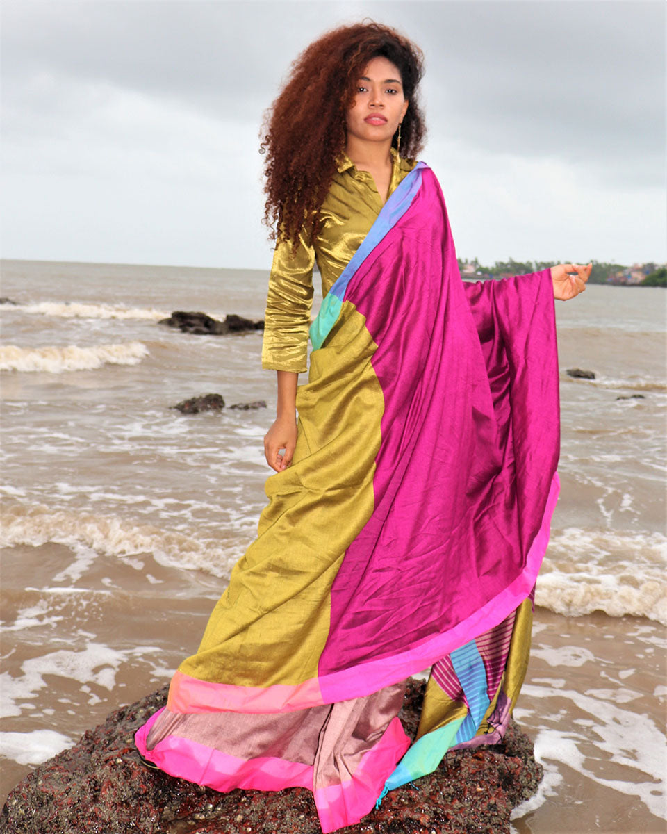 Fasaana Handwoven Cotton Saree- Holi