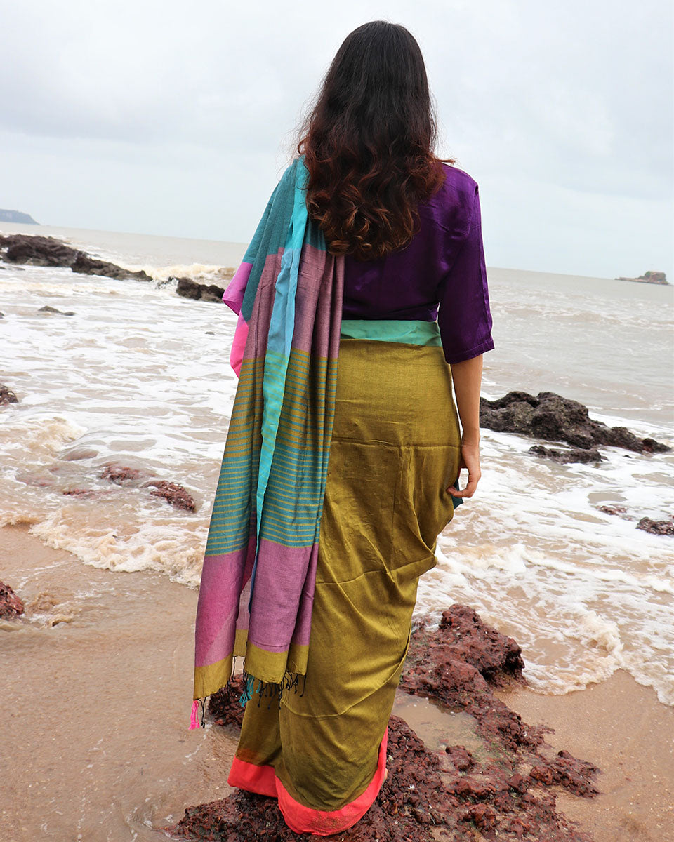 Nilaay Handwoven Cotton Saree- Holi