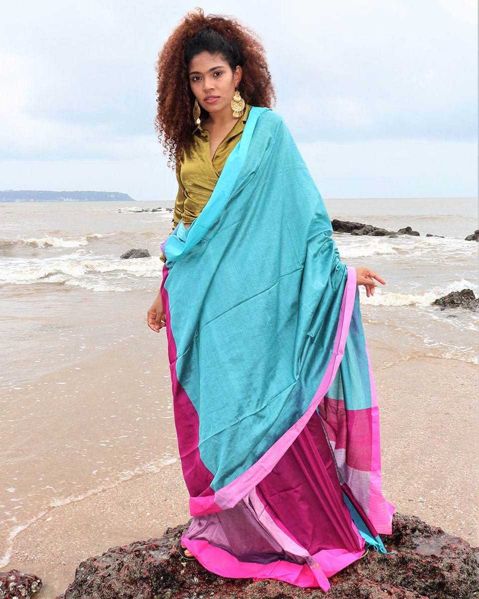 Aasmaan Handwoven Cotton Saree- Holi