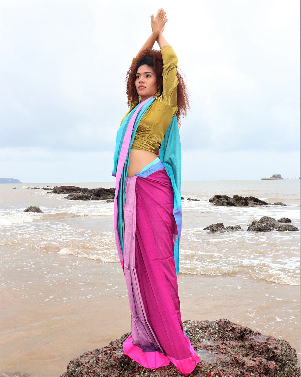 Aasmaan Handwoven Cotton Saree- Holi