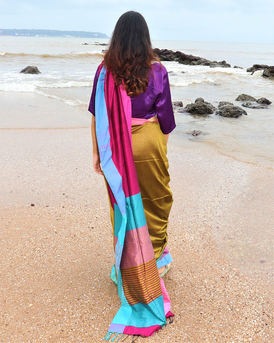 Gulaabi Handwoven Cotton Saree - Holi