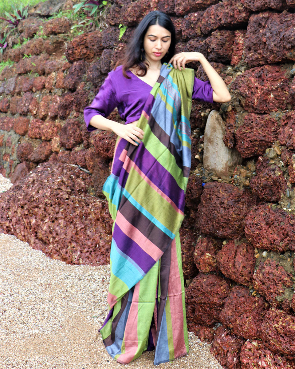 Bahaar Handwoven Cotton Saree - Holi