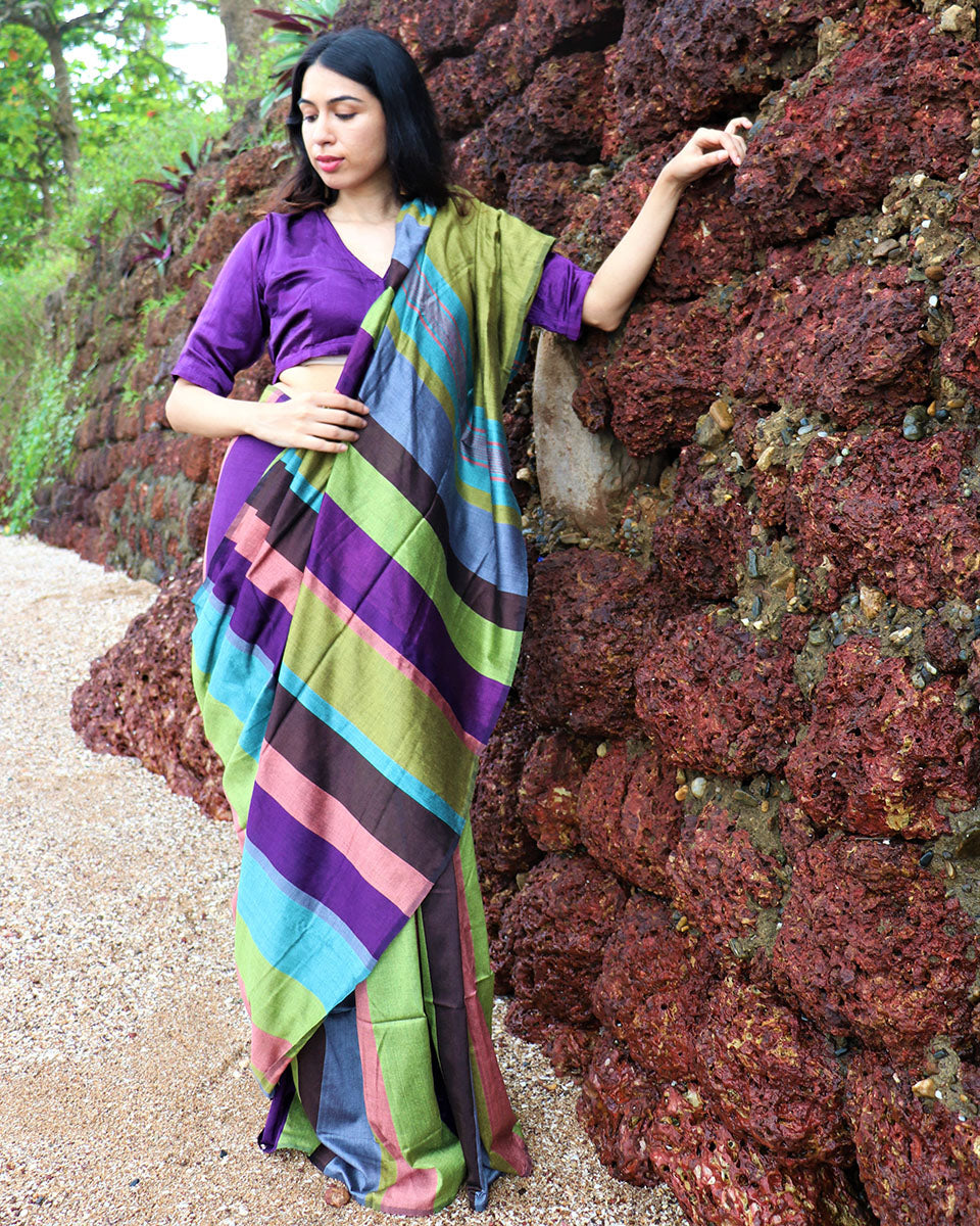 Bahaar Handwoven Cotton Saree - Holi