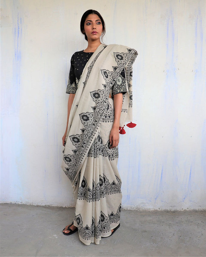 Hand Block Printed saree | NAKSH By Enakshi