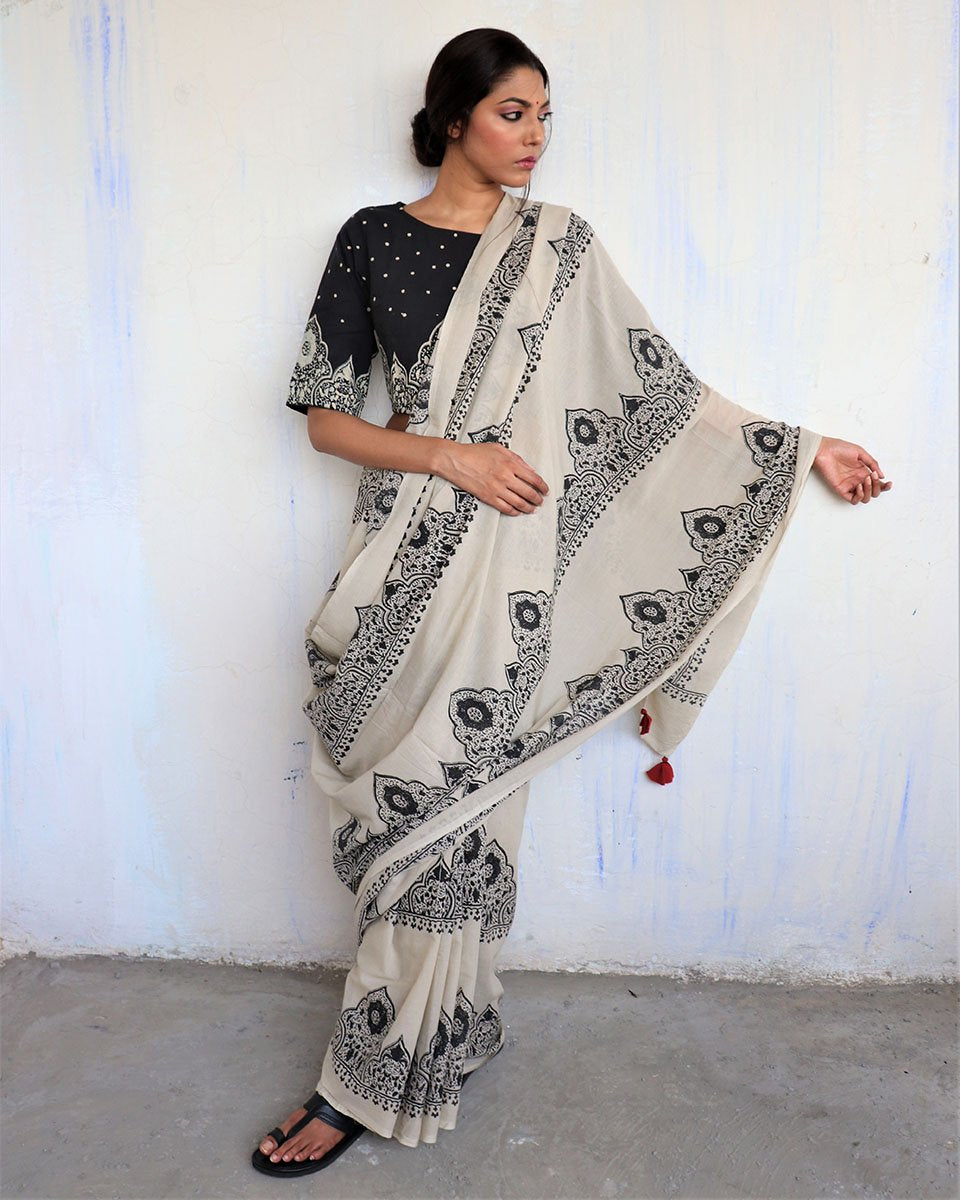 cotton saree black