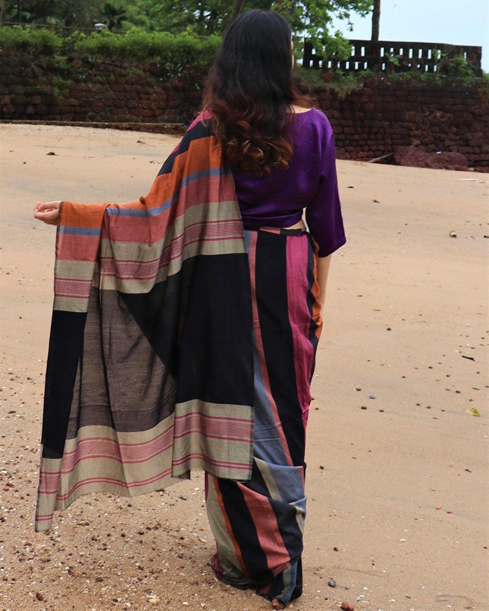 Samaa Handwoven Cotton Saree - Holi