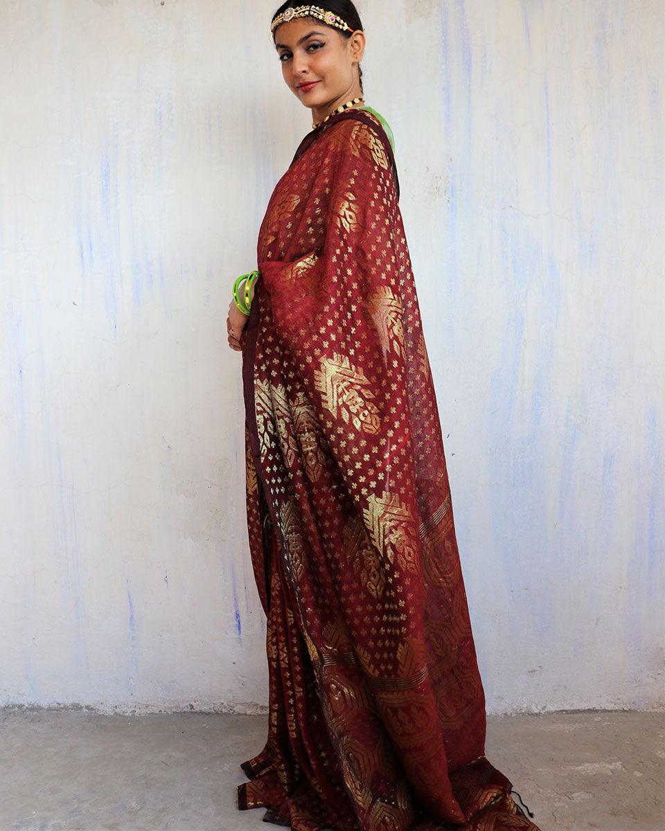 Padma Handwoven Jamdani Saree-Shringaar