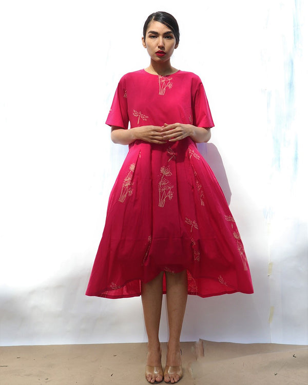Rani Handprinted Pure Cotton Wildflower Dress  - Skd