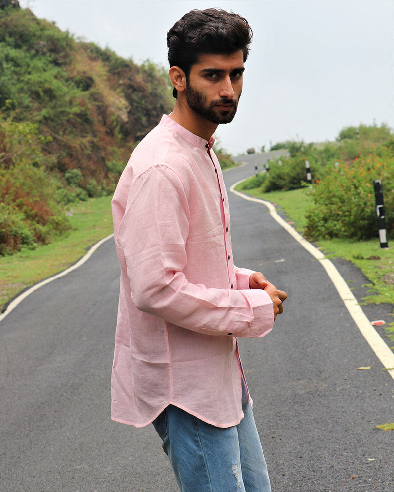 Light Pink Handwoven Linen Shirt
