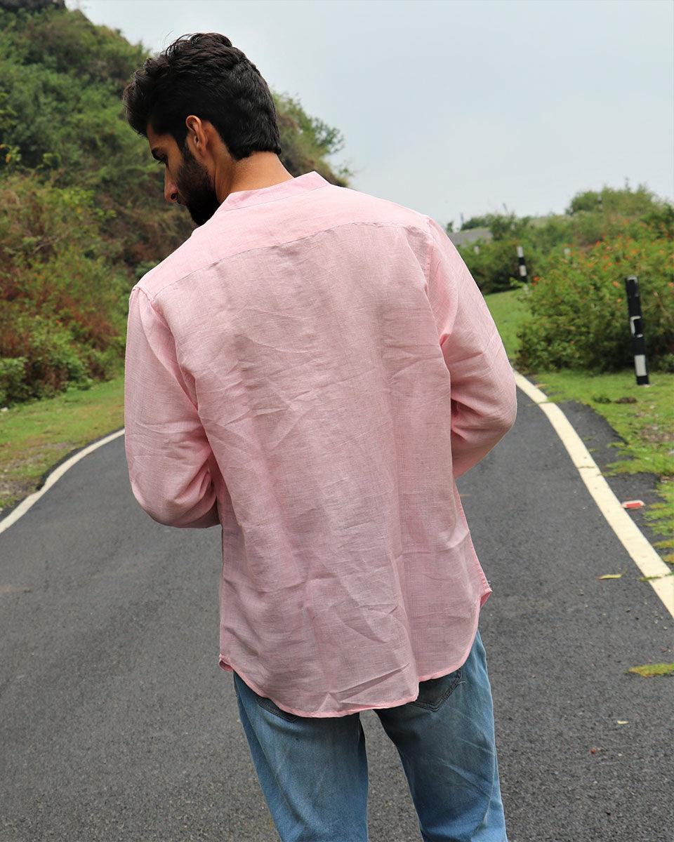 Light Pink Handwoven Linen Shirt