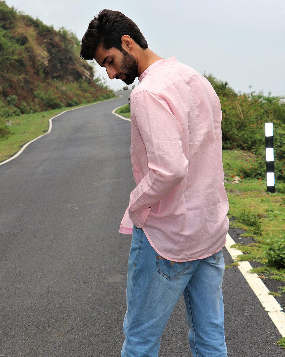 Light Pink Handwoven Linen Shirt