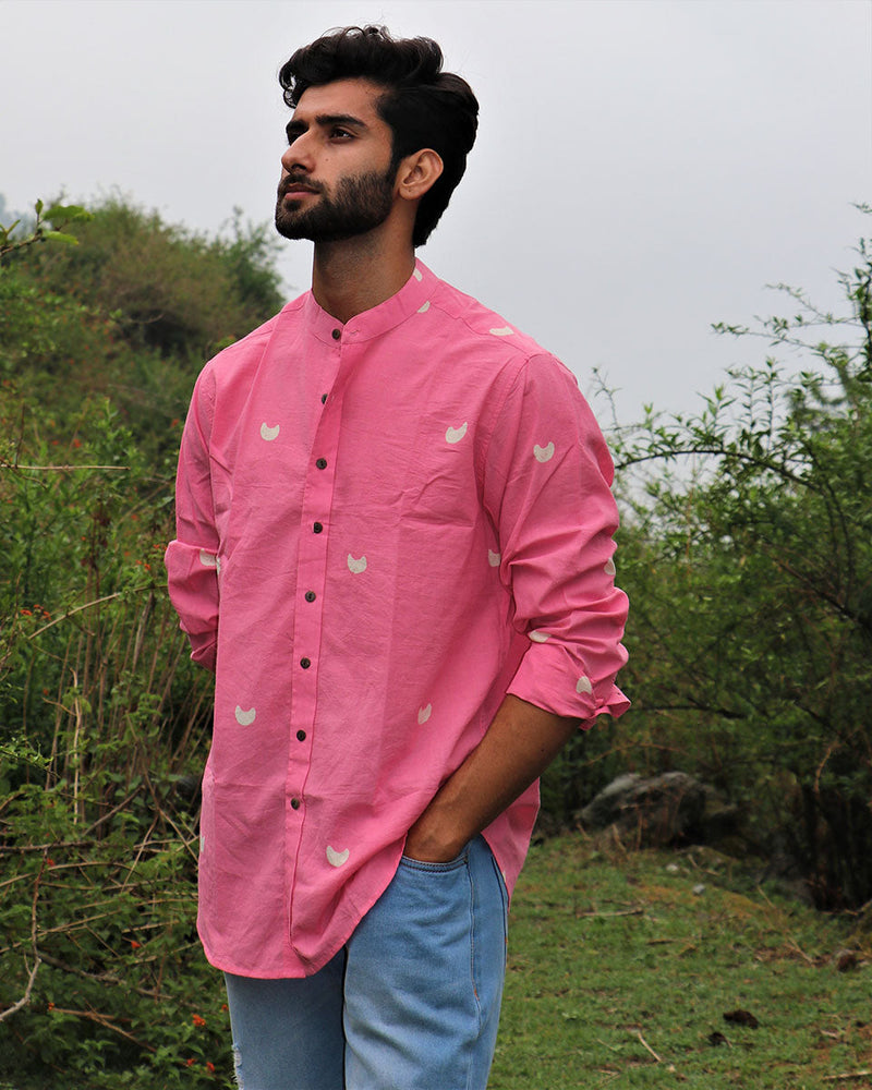 Pink Moon Block Printed Cotton Shirt