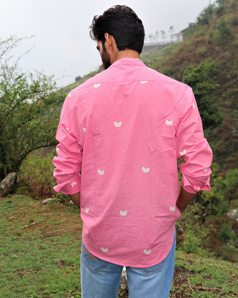 Pink Moon Block Printed Cotton Shirt