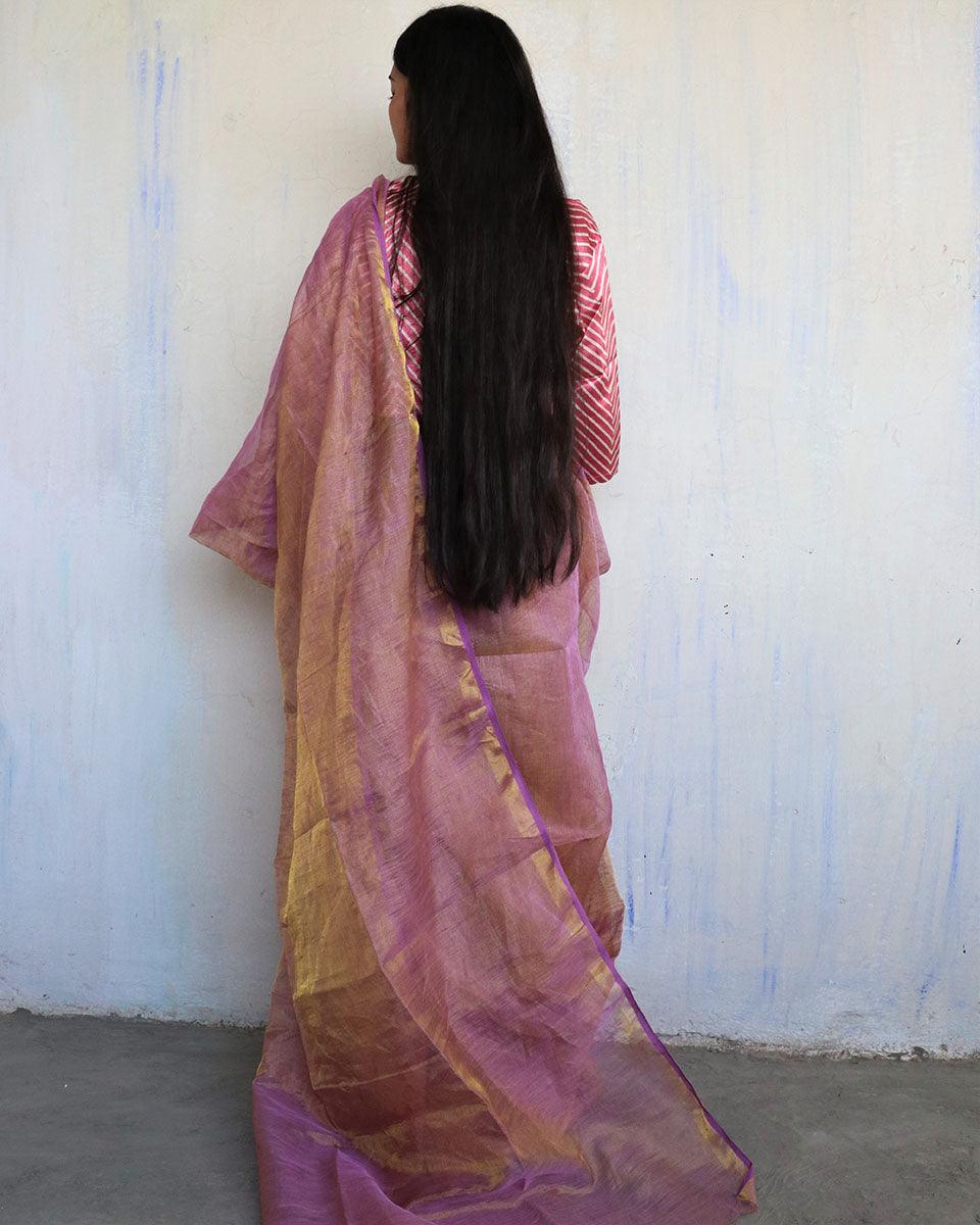 Linen saree | Linen zari saree | Linen saree online | Chidiyaa