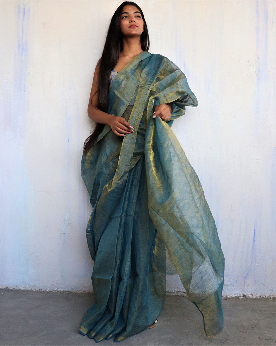 Linen saree | Linen zari saree | Linen saree online | Linen Sarees | Chidiyaa