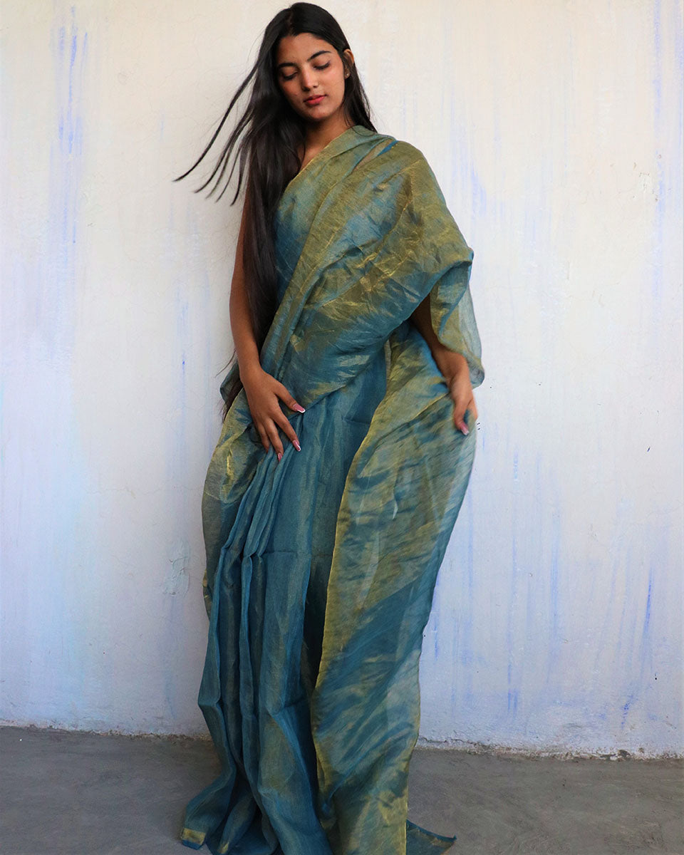 Linen saree | Linen zari saree | Linen saree online | Linen Sarees | Chidiyaa