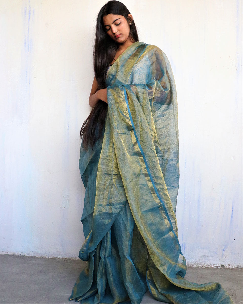 Linen saree | Linen zari saree | Linen saree online | Linen Sarees | Chidiyaa