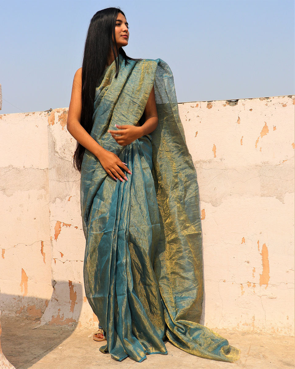 Linen saree | Linen zari saree | Linen saree online | Linen Sarees | Chidiyaa