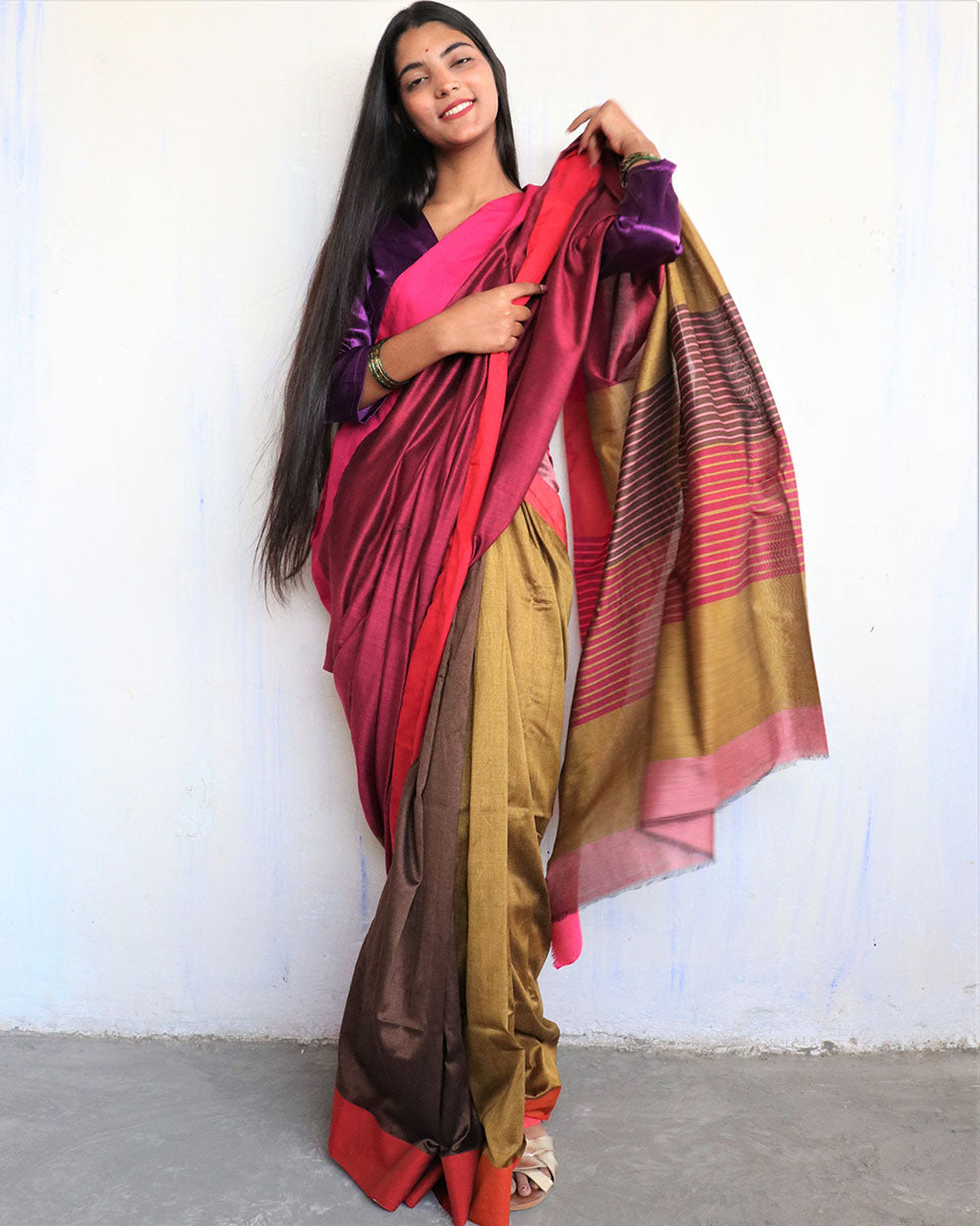 Arushi Handwoven Pure Cotton Viscose Saree - Holi
