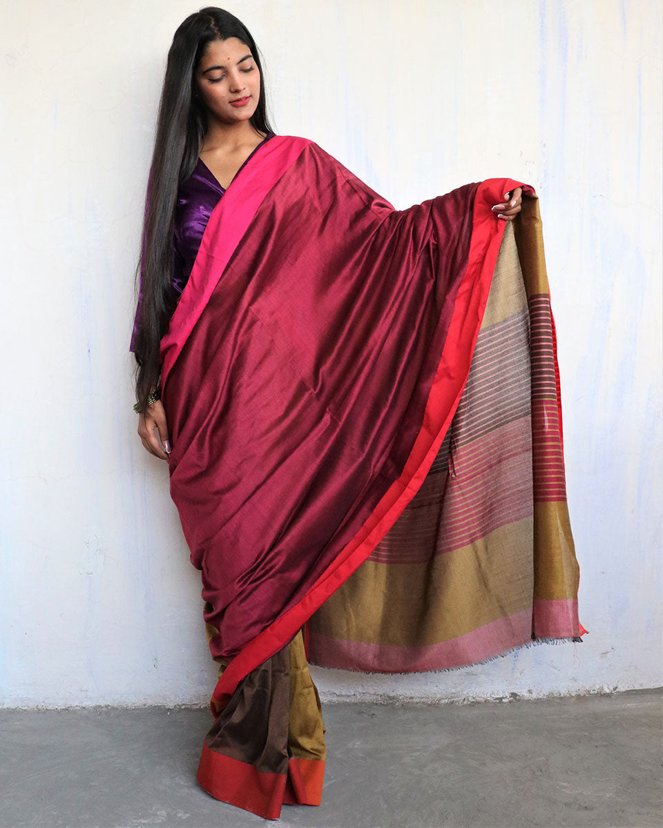 Arushi Handwoven Pure Cotton Viscose Saree - Holi