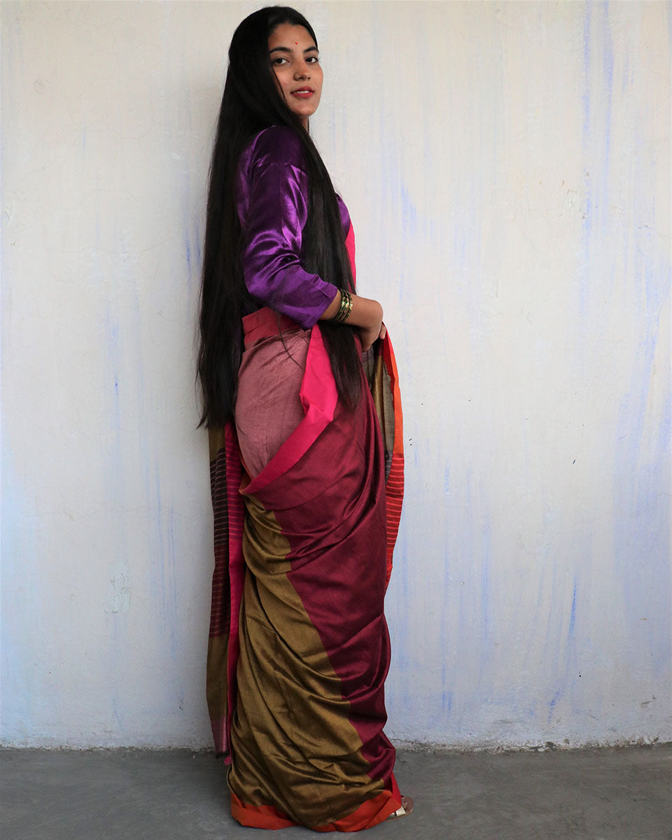 Arushi Handwoven Pure Cotton Viscose Saree - Holi