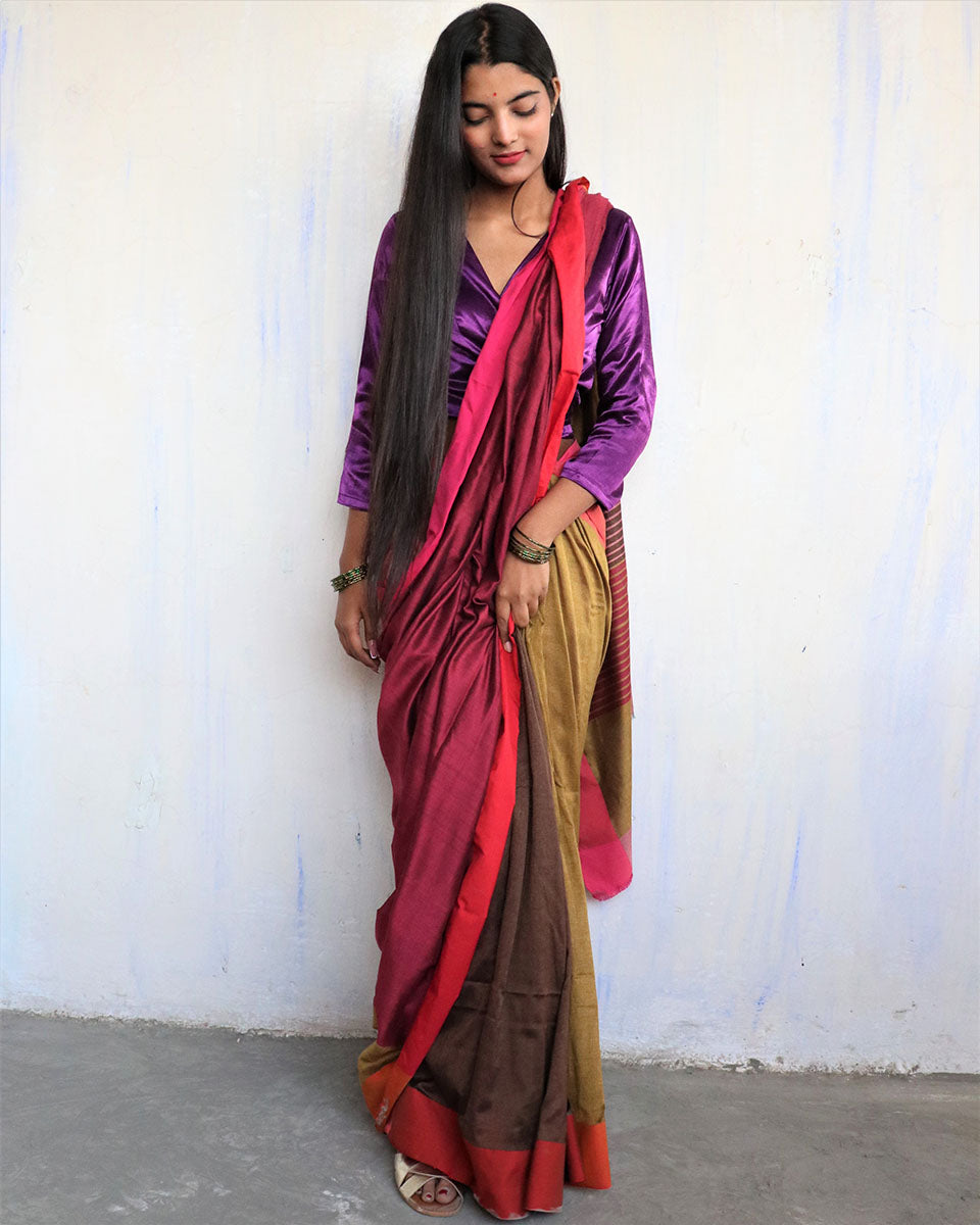 Arushi Handwoven Pure Cotton Viscose Saree - Holi