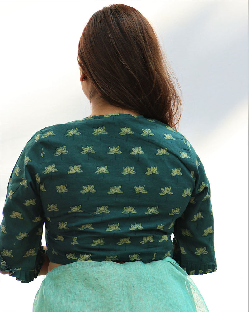 Clover Hand Block-Printed Cotton Blouse