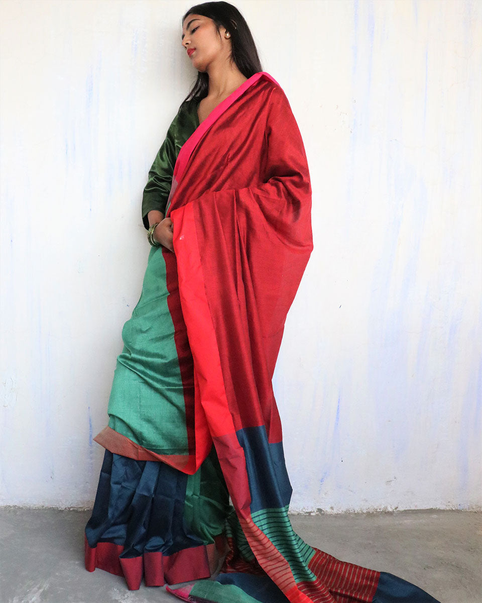 Farozaan Handwoven Cotton Saree - Holi