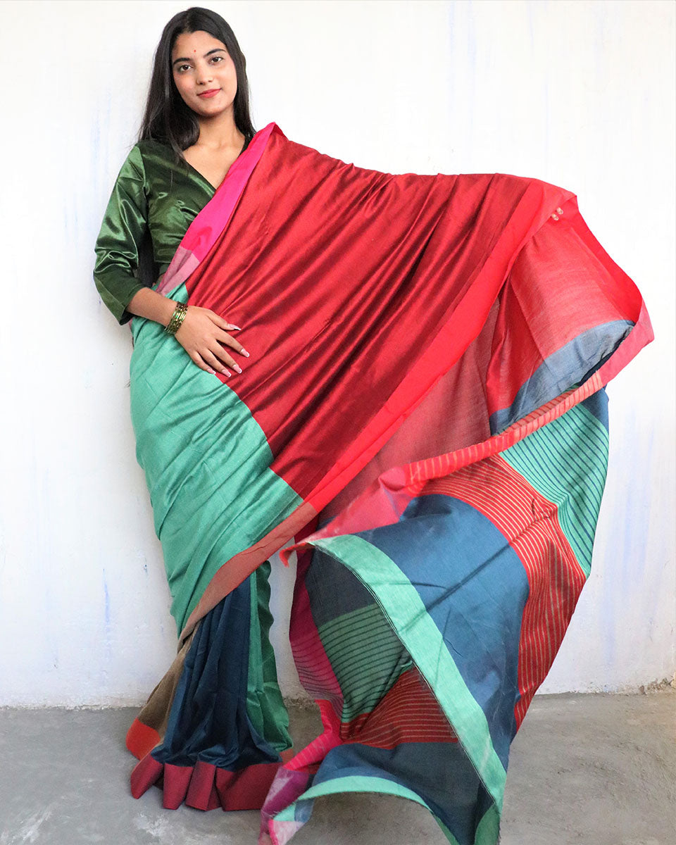 Farozaan Handwoven Cotton Saree - Holi