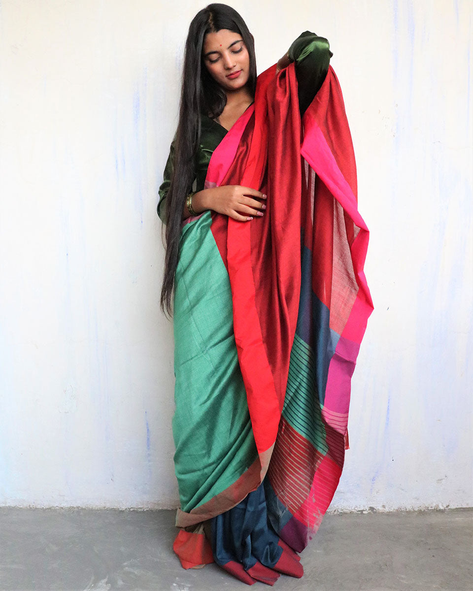 Farozaan Handwoven Cotton Saree - Holi