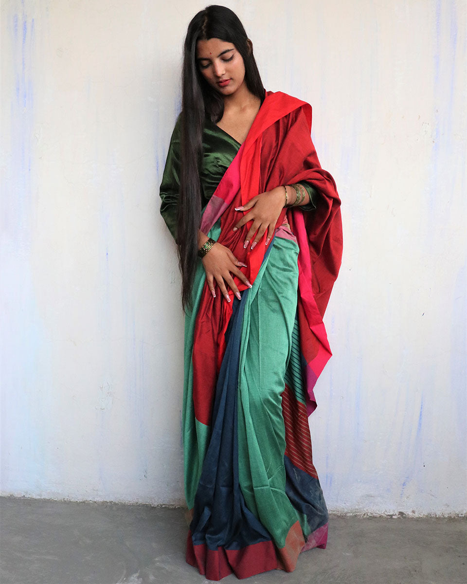 Farozaan Handwoven Cotton Saree - Holi