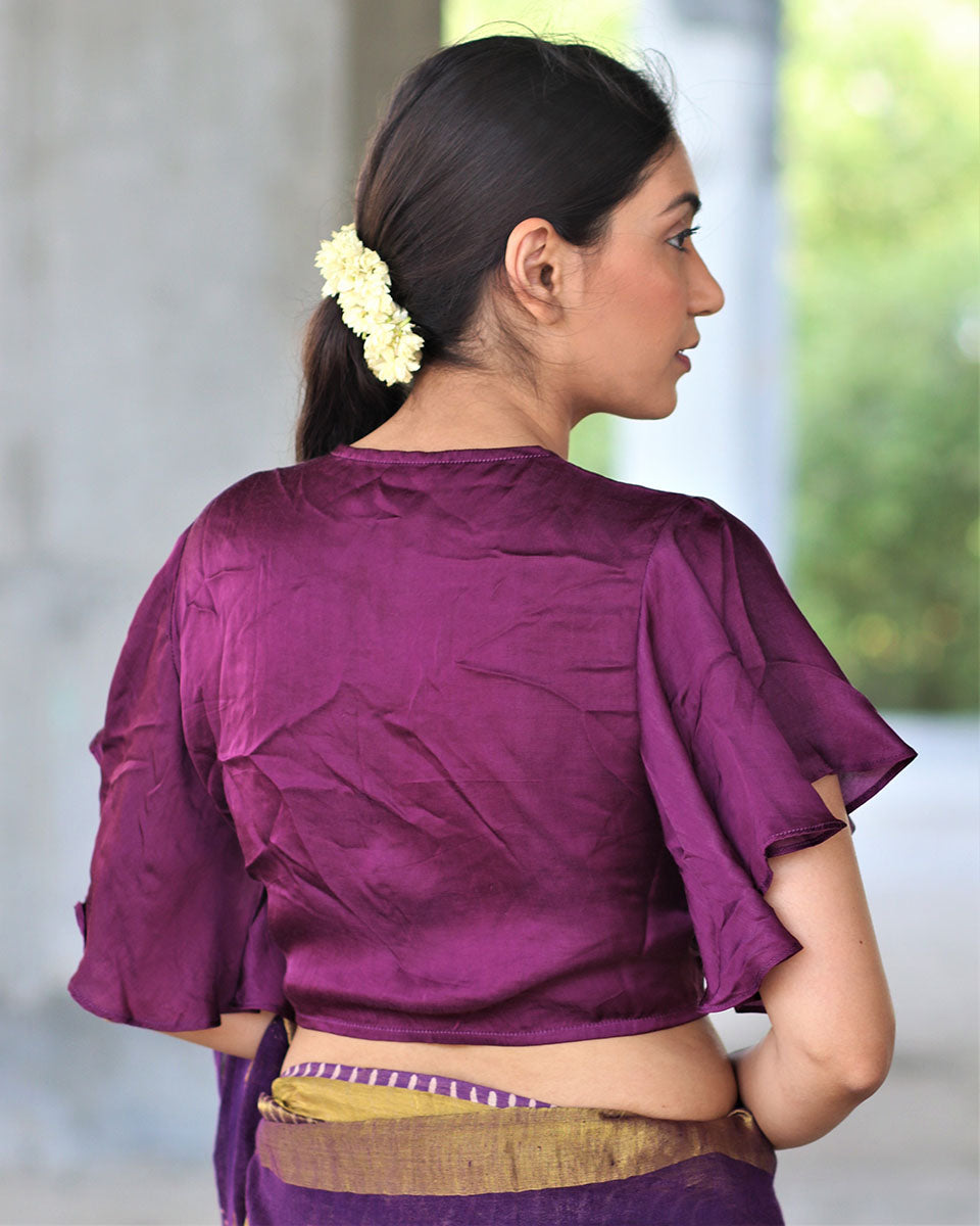 Purple Tieup Modal Silk Blouse- Manjari