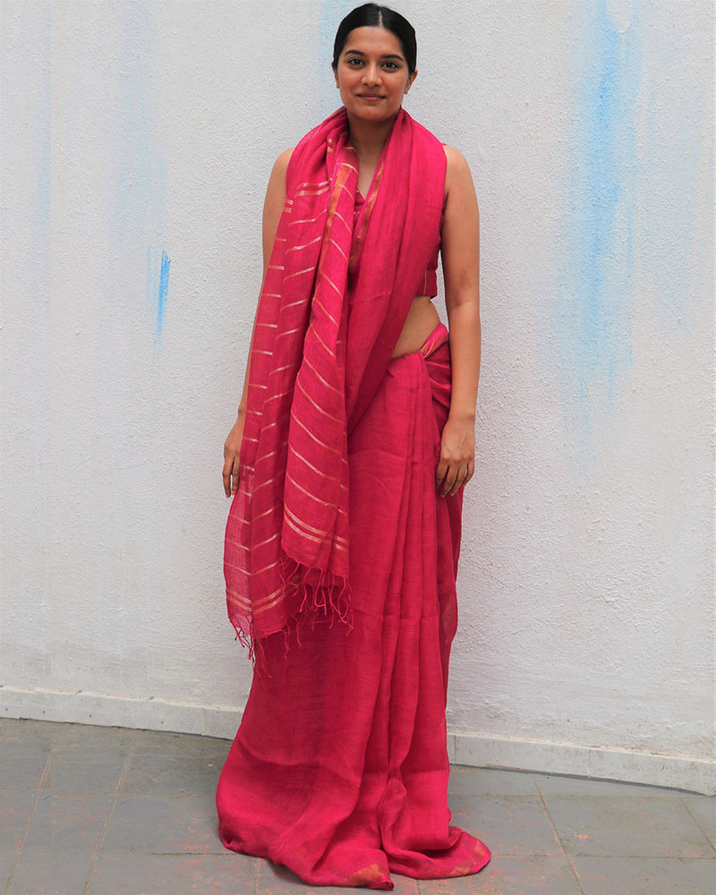  Handwoven Linen Saree