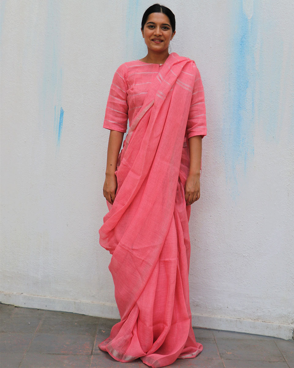 Handwoven Linen Saree