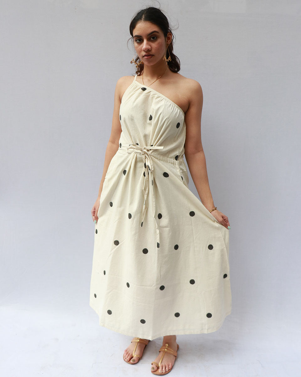 Hannah Hand block-printed Cotton Dress - Polka