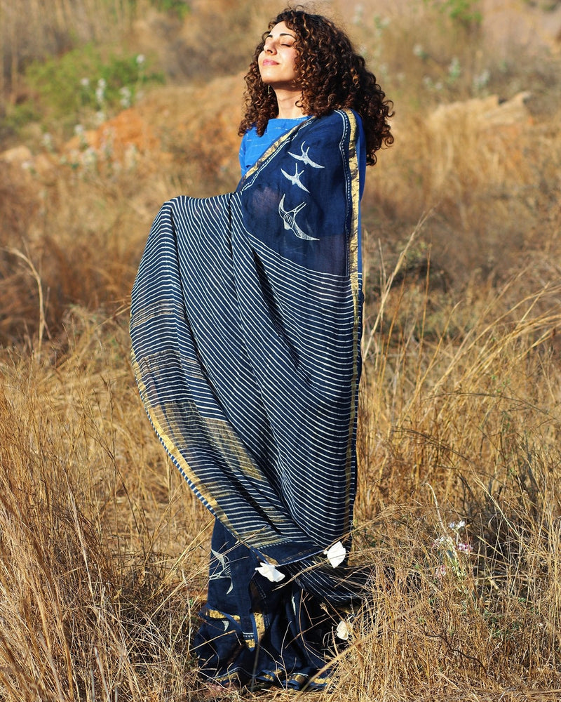 Fly On Handwoven Linen Saree