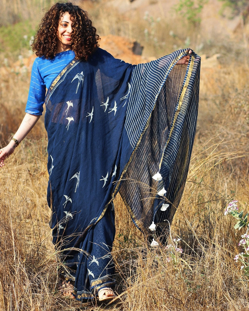 Fly On Handwoven Linen Saree