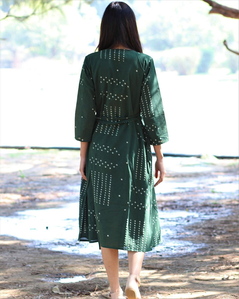 Green Angarakha Blockprinted Cotton Dress