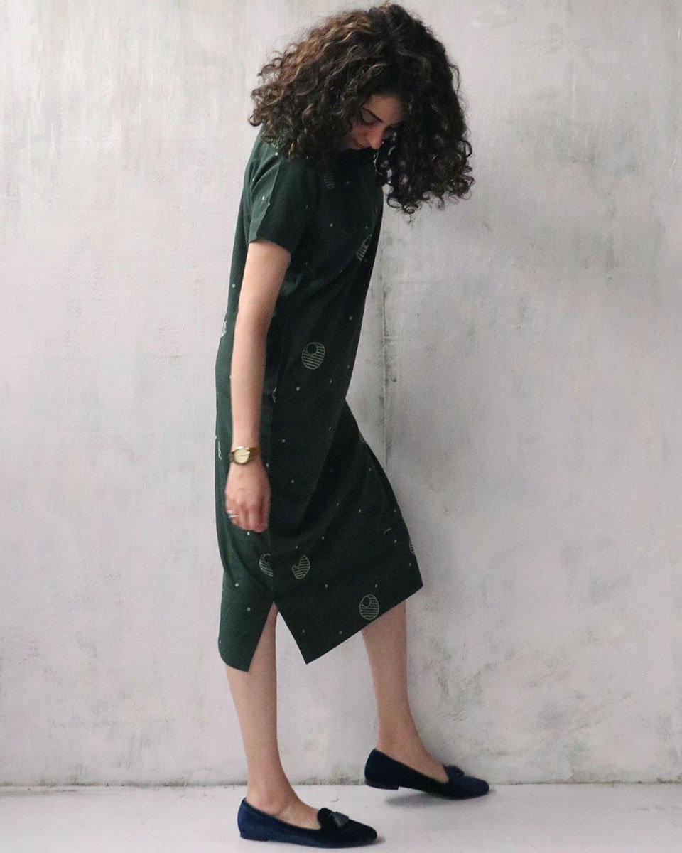 Green Blockprinted Cotton Dress