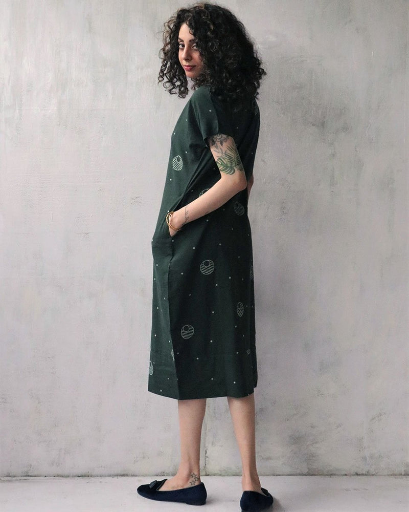 Green Blockprinted Cotton Dress
