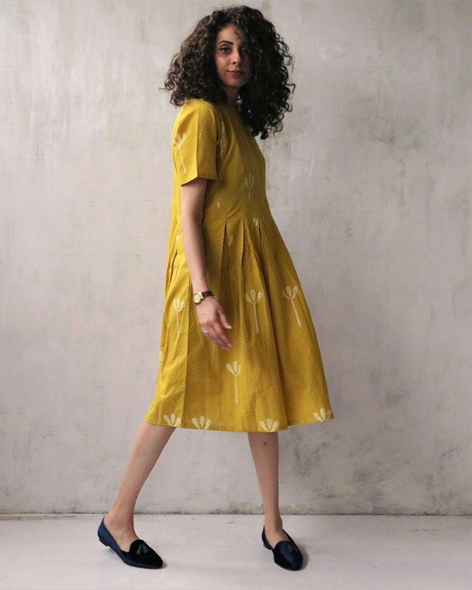 Yellow Blockprinted Cotton Dress