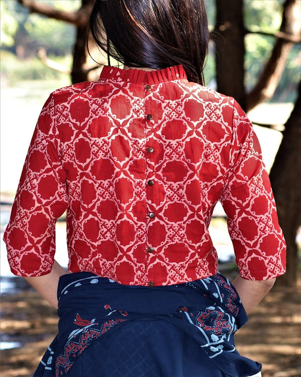 handblockpriinted cotton blouse