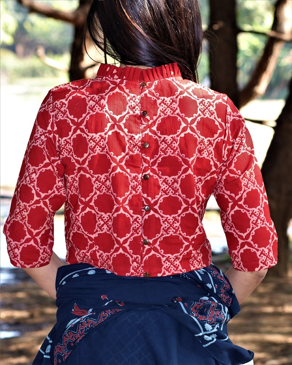 handblockpriinted cotton blouse
