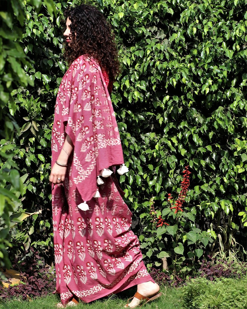 Pink Blockprinted Cotton Mul Saree Gul